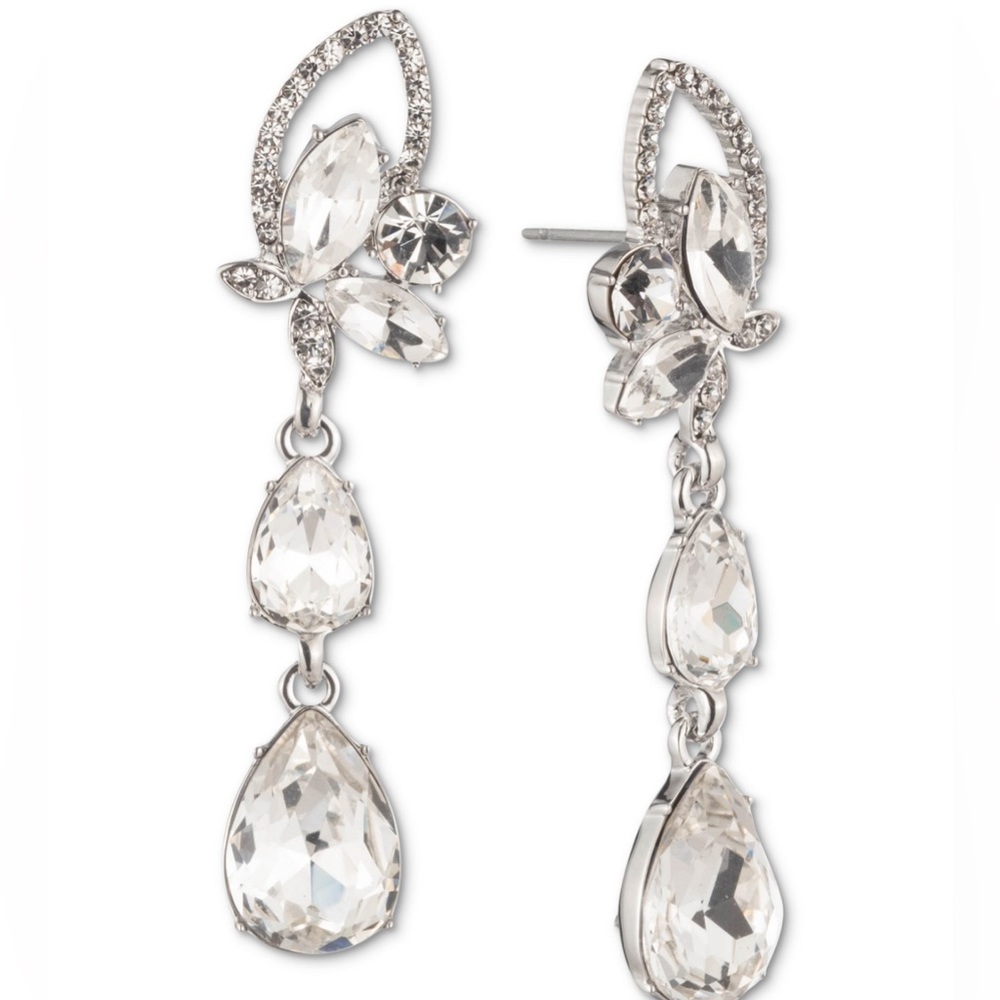 Givenchy Crystal Tear-Shape Linear Drop Earrings